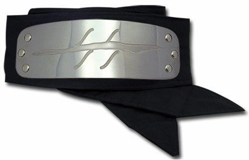 In the anime Naruto, a forehead protector is a headband composed of a metal plate and a band of cloth. These iconic headbands are worn by most shinobi and are engraved with the symbol of their hidden village. The 'Anti Mist ' symbol is worn by those who have chosen to visibly scratch out their former connection to Mist Village by carving a gash across the village emblem.  Kisame Hoshigaki "The Monster of the Hidden Mist" is one such character. 