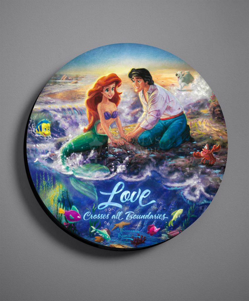 The Little Mermaid "Love Crosses All Boundaries" (Disney) Thomas Kinkade Wood Sign