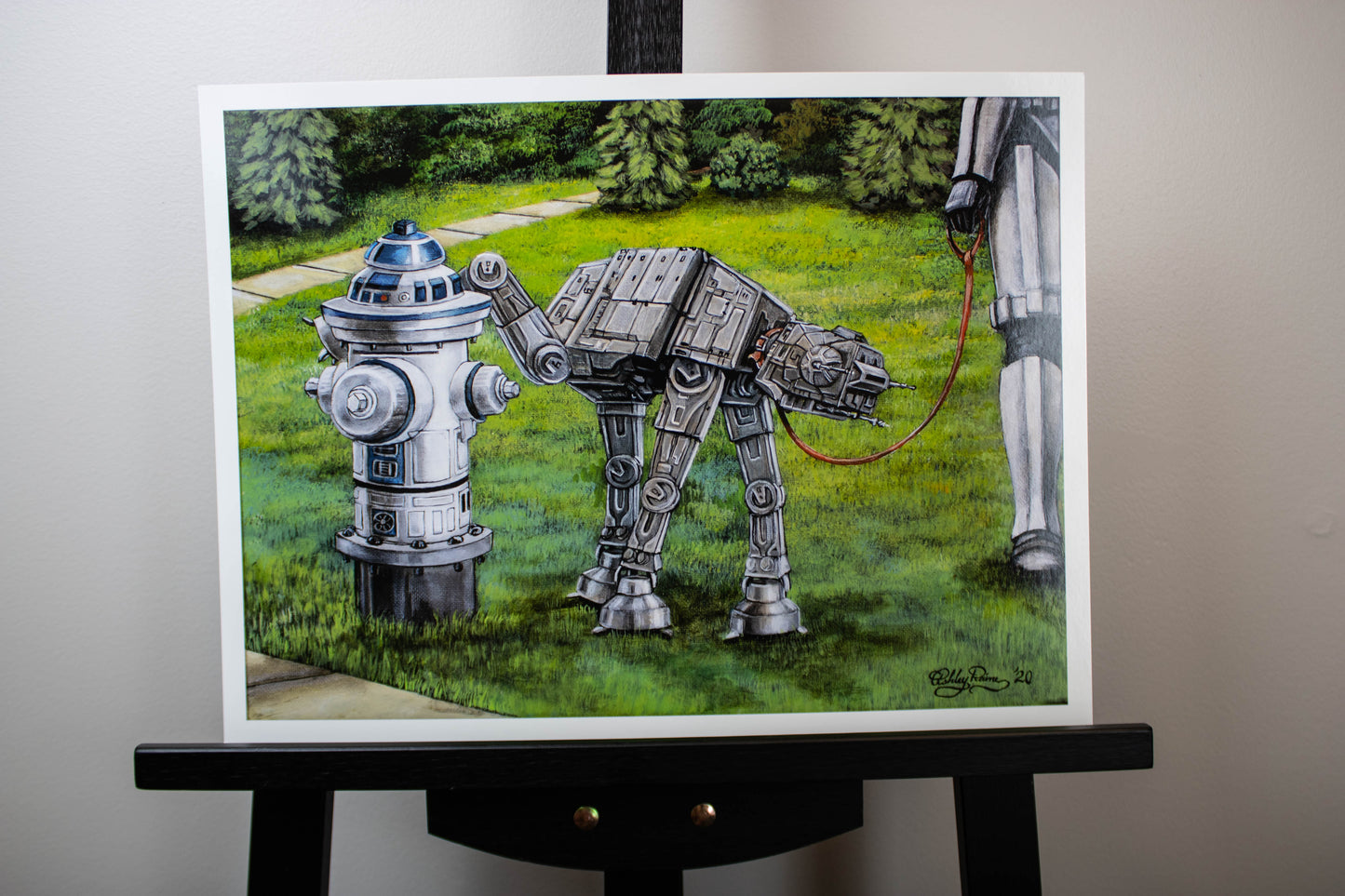 Load image into Gallery viewer, AT-AT and R2-D2 Fire Hydrant &amp;quot;Imperial Mark&amp;quot; (Star Wars) Imperial Pupper Parody Art Print
