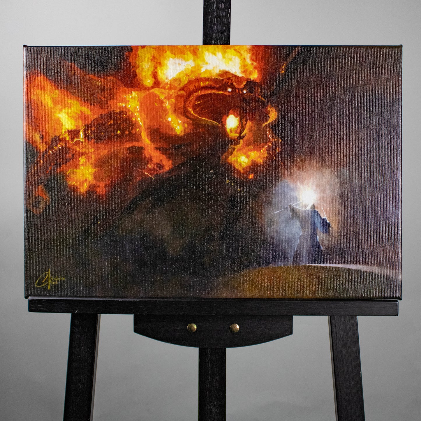 Gandalf and the Balrog (Lord of the Rings) Premium Art Print