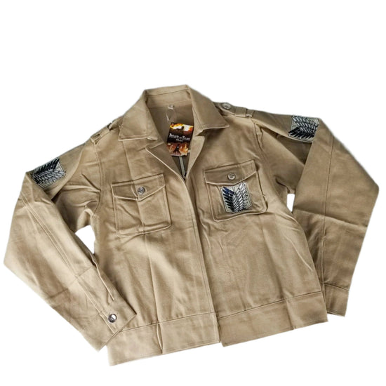 Scout Regiment (Attack on Titan) Embroidered Khaki Crop Uniform Jacket