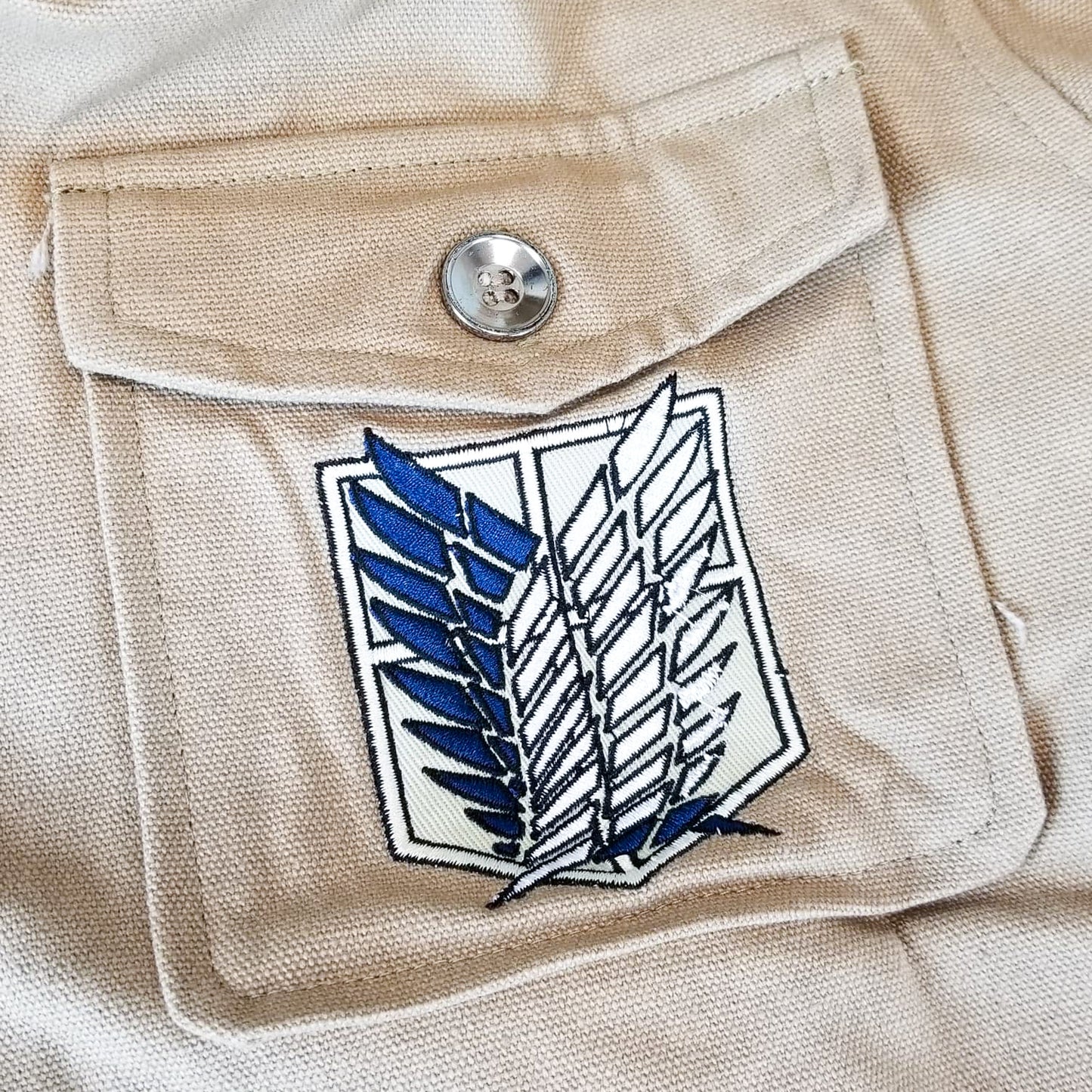 Scout Regiment (Attack on Titan) Embroidered Khaki Crop Uniform Jacket