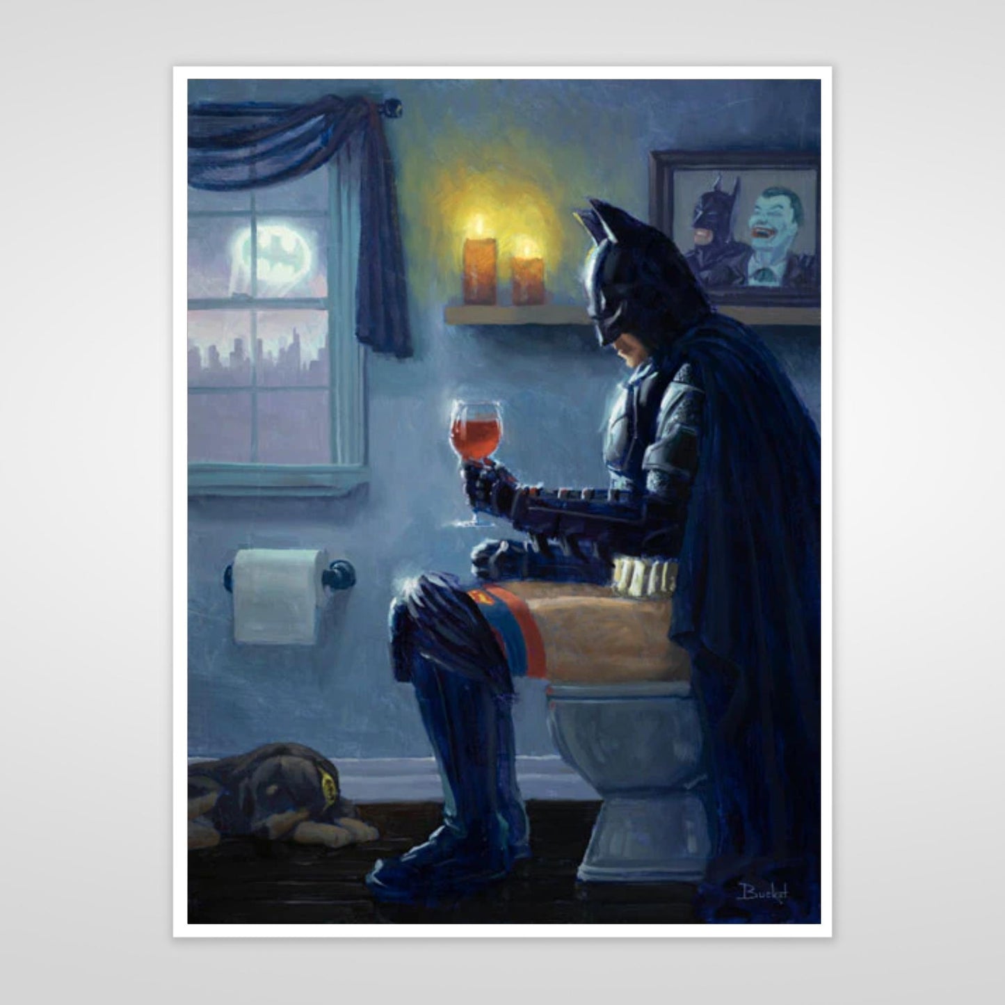 Batman Bathroom Parody Art Print