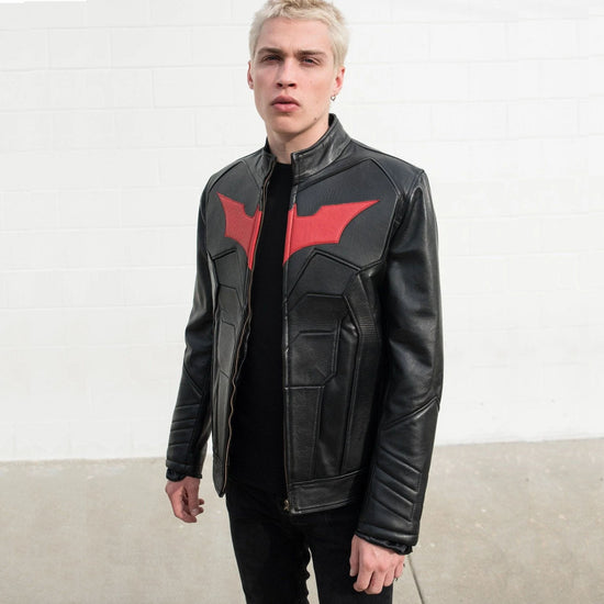 Batman Beyond (DC Comics) Armored Black Leather Motorcycle Jacket by Luca Designs