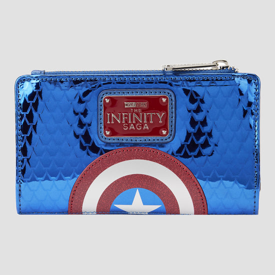 Load image into Gallery viewer, Captain America (Marvel) Metallic Cosplay Flap Wallet by Loungefly
