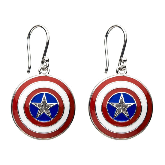 Marvel Captain America Shield Hook Earrings by RockLove in Sterling Silver