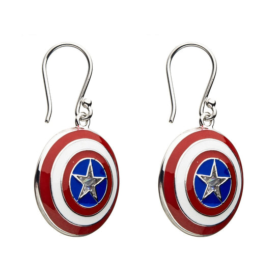 Marvel Captain America Shield Hook Earrings by RockLove in Sterling Silver