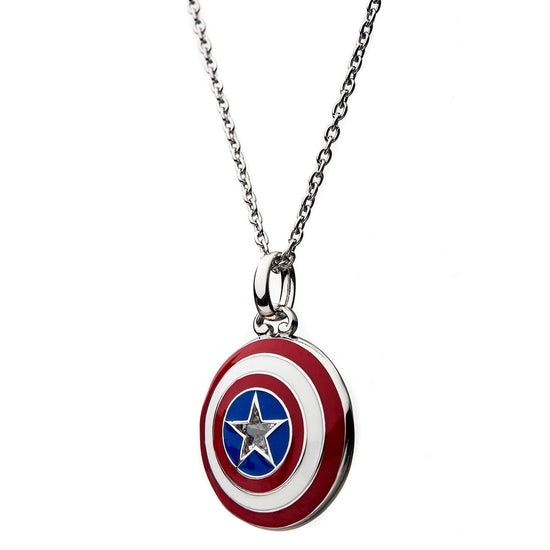 *Clearance!* Captain America Shield Necklace in Sterling Silver with Crystal by RockLove