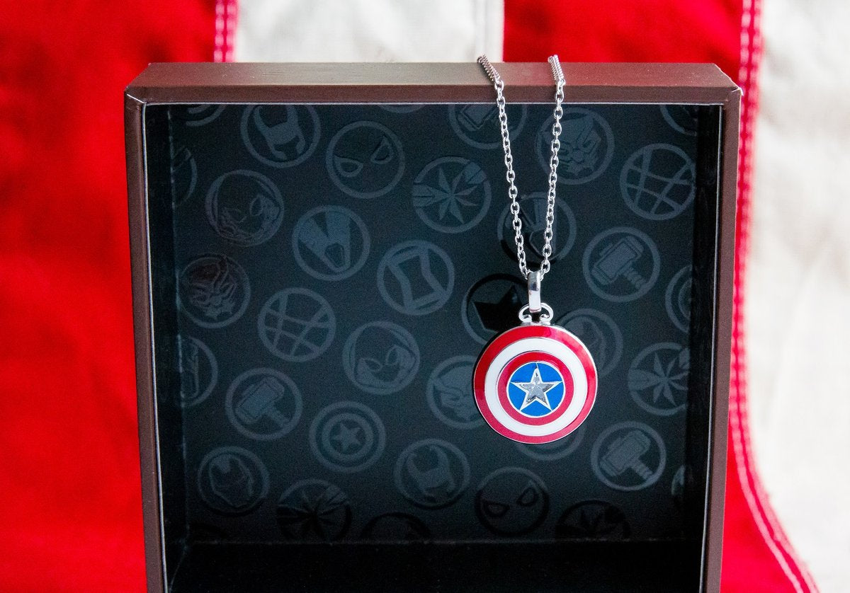 *Clearance!* Captain America Shield Necklace in Sterling Silver with Crystal by RockLove