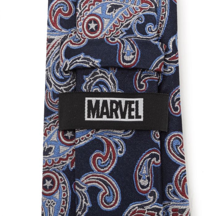 Load image into Gallery viewer, Captain America Shield Paisley Marvel Fine Necktie
