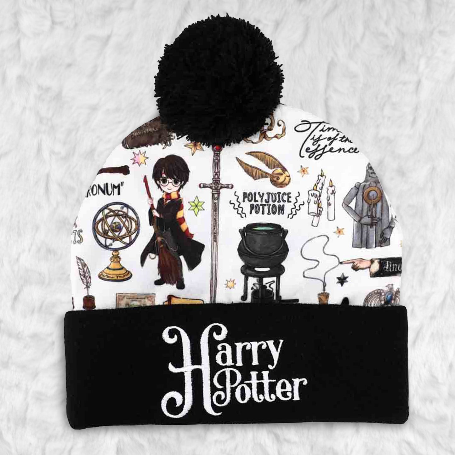 Load image into Gallery viewer, Harry Potter Kawaii Anime Style Embroidered Cuff Beanie Hat
