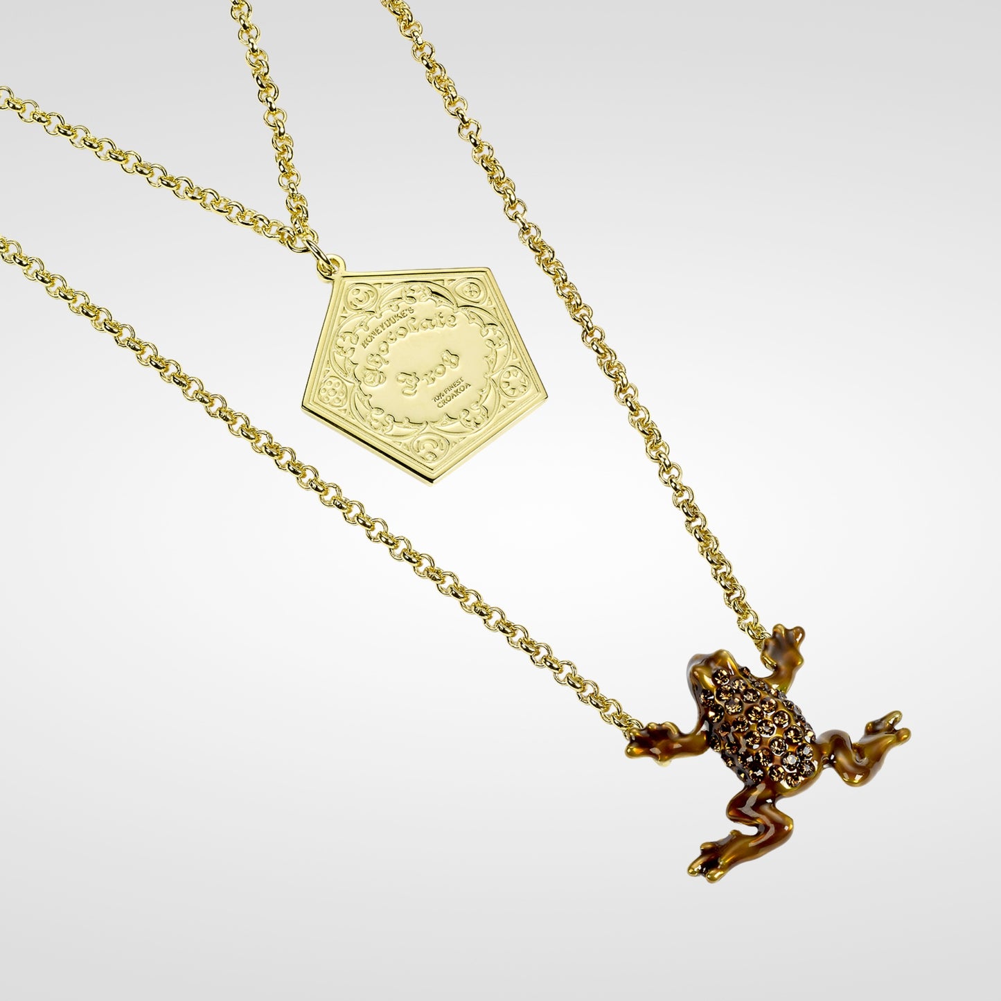 Load image into Gallery viewer, Chocolate Frog (Harry Potter) Layered Crystal and Gold-Plated Necklace
