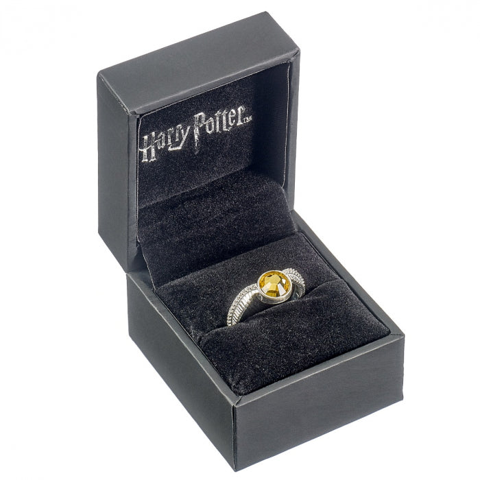 Load image into Gallery viewer, Golden Snitch (Harry Potter) Crystal Ring in Sterling Silver
