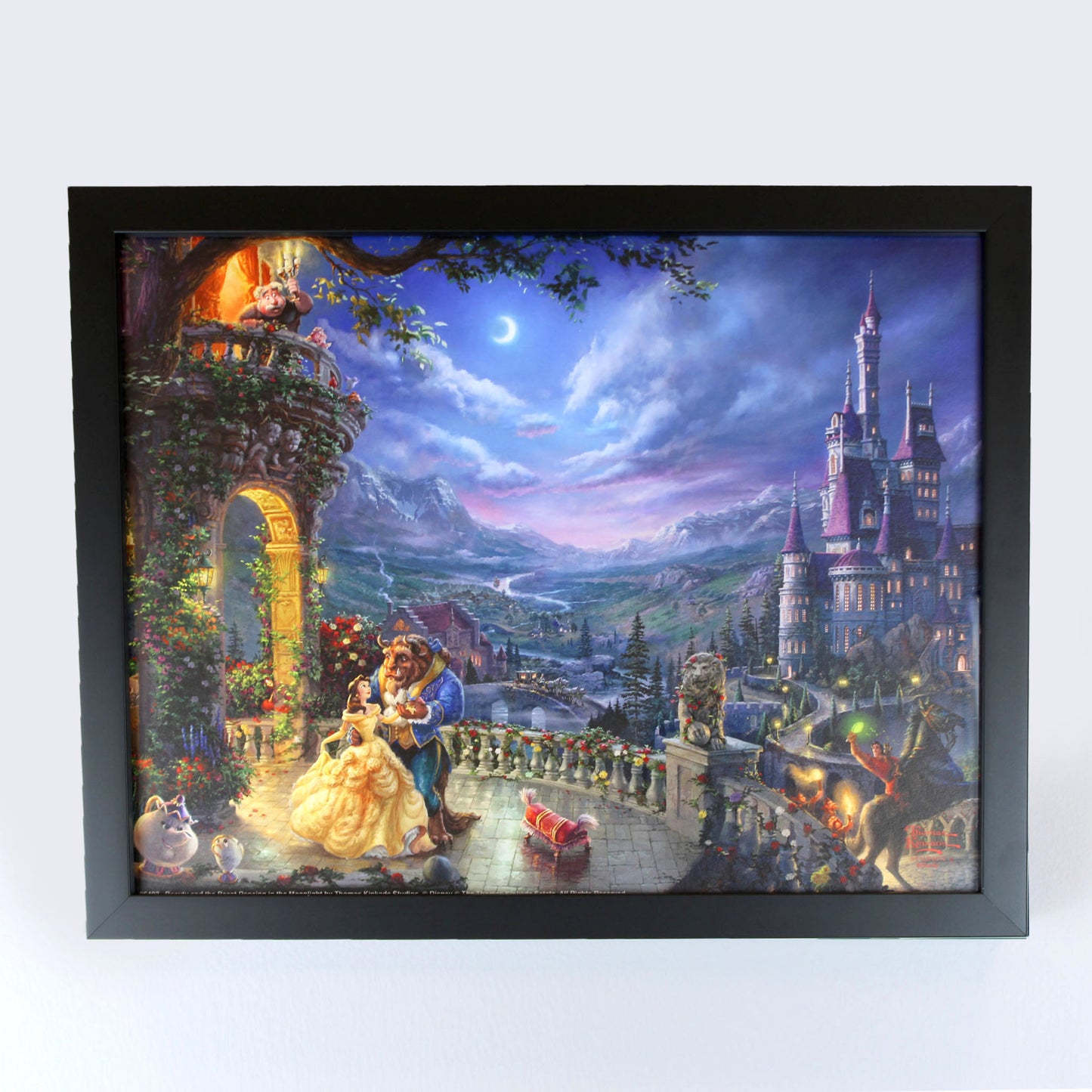 Disney Beauty and the Beast "Dancing in the Moonlight" Thomas Kinkade Framed Art Print