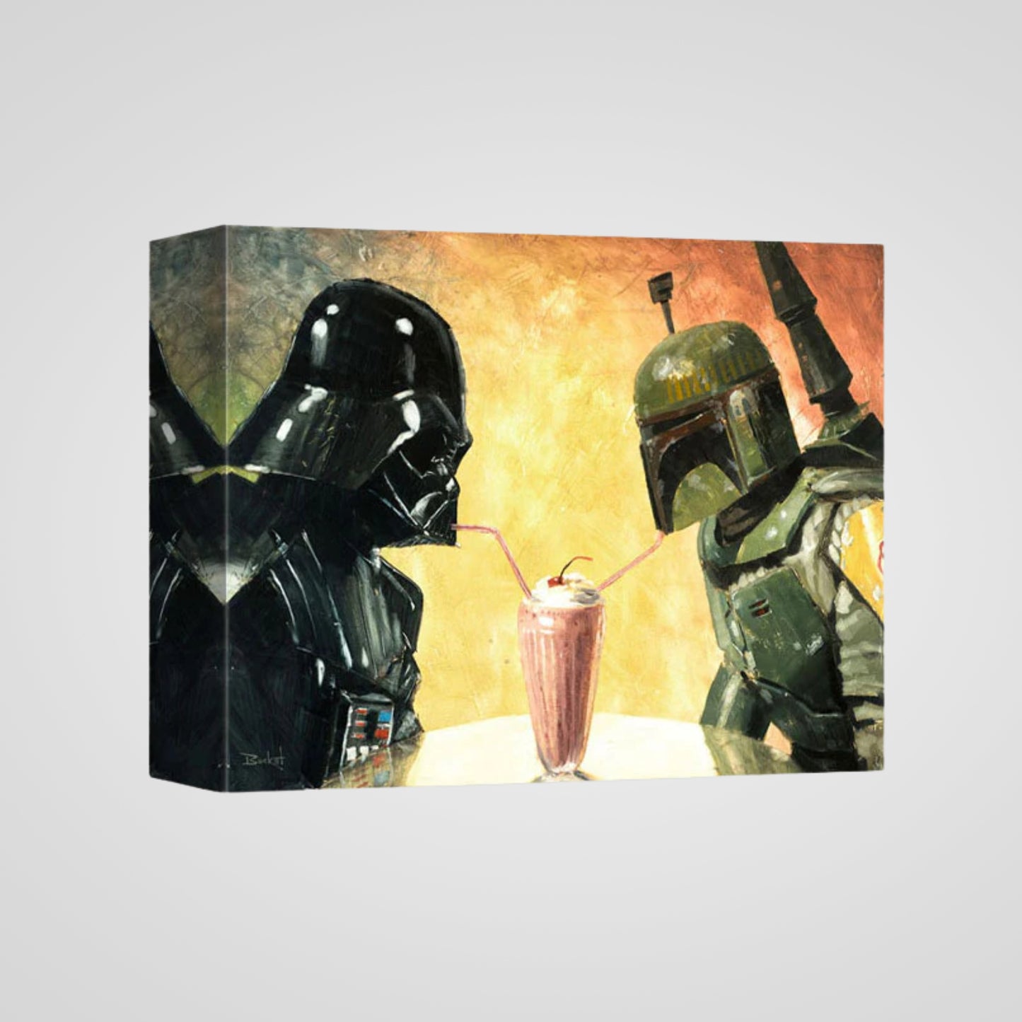 Load image into Gallery viewer, Darth Vader &amp;amp; Boba Fett (Star Wars) Vintage Milkshake Parody Art Print

