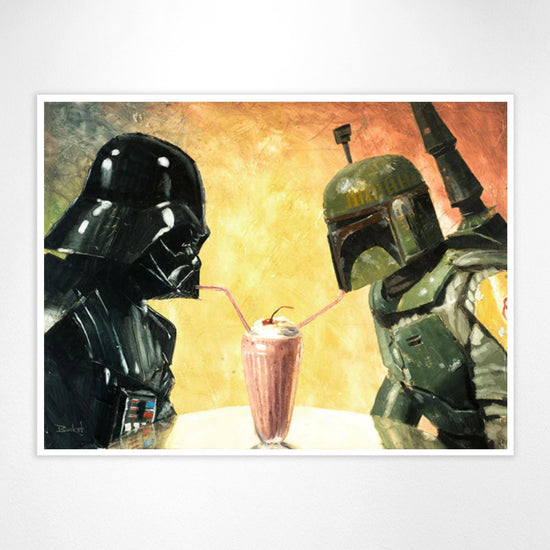 Darth Vader & Boba Fett (Star Wars) Vintage Milkshake Parody Art Print