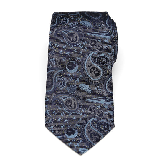 Star Wars Darth Vader Blue & Gray Paisley Fine Silk Necktie