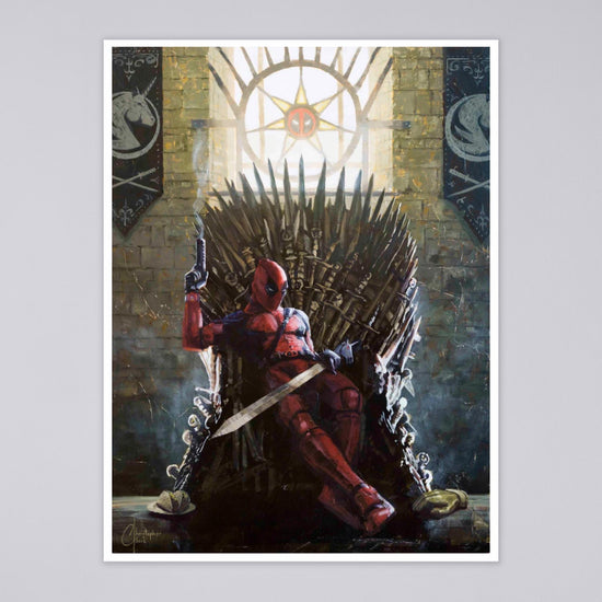 Deadpool on the Iron Throne Parody Art Print