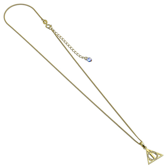 Deathly Hallows Harry Potter Yellow Gold Necklace with Crystals