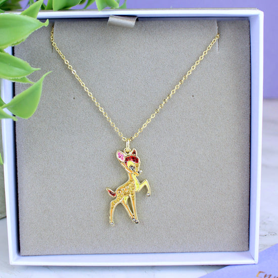 Load image into Gallery viewer, Bambi (Disney) Disney Couture Enamel Necklace with Crystal Accents
