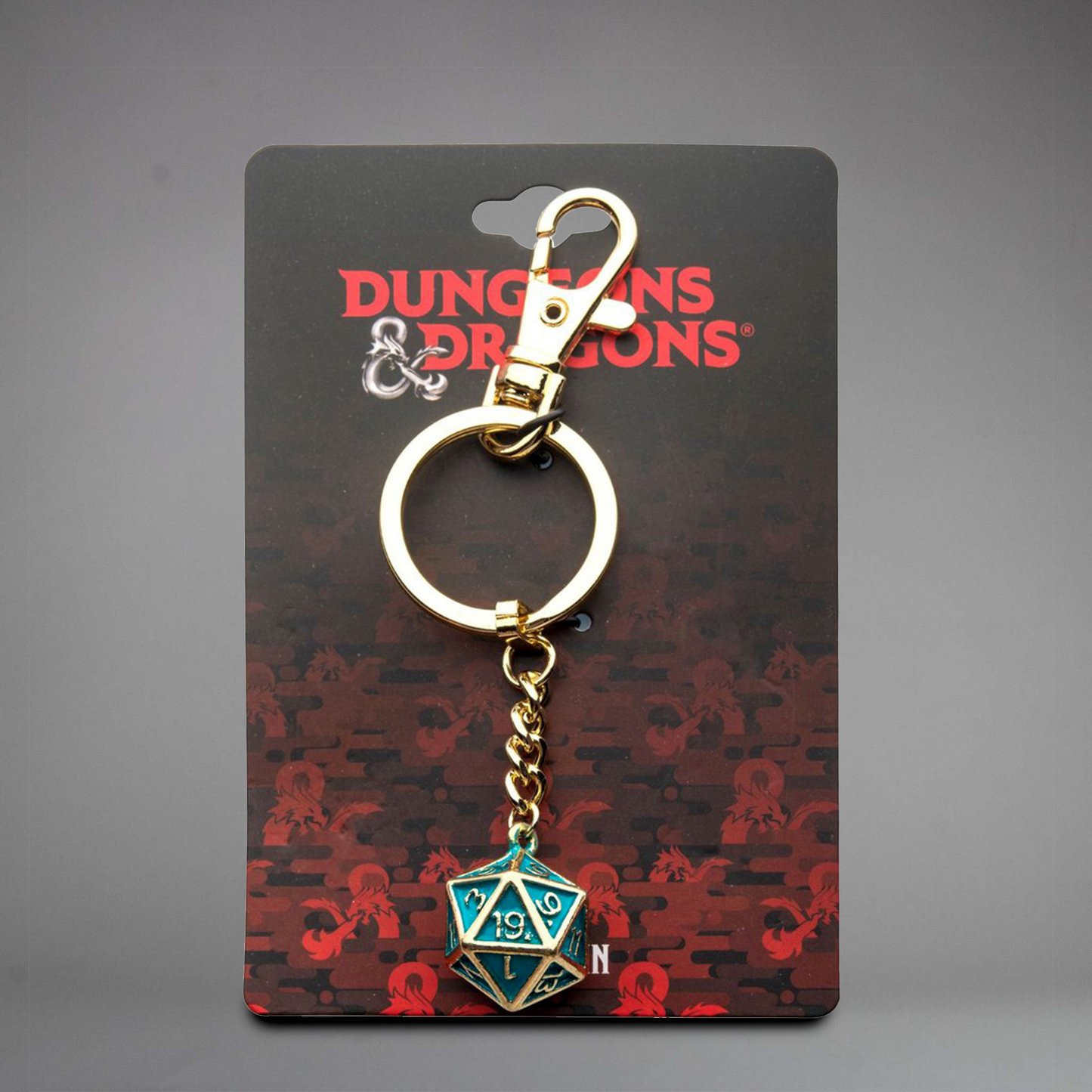 Dungeons & Dragons D20 Dice Keychain (Blue/Gold)