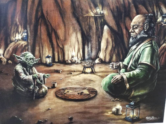 Yoda & Iroh "Tea with a Stranger" (Star Wars x Avatar: The Last Airbender) Parody Art Print
