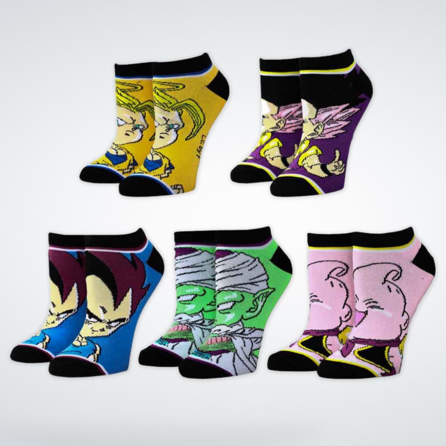 Dragon Ball Z Chibi Colorblock 5-Pack Women's Ankle Socks