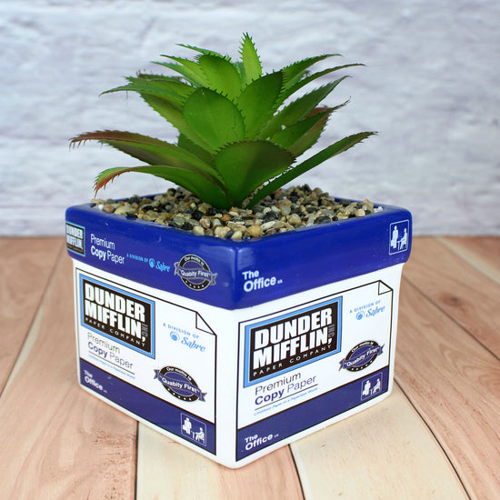 Dunder Mifflin Paper Box (The Office) Mini Ceramic Planter with Faux Plant