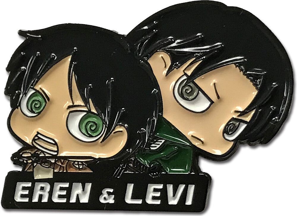 Load image into Gallery viewer, Chibi Eren and Levi (Attack on Titan) Enamel Pin
