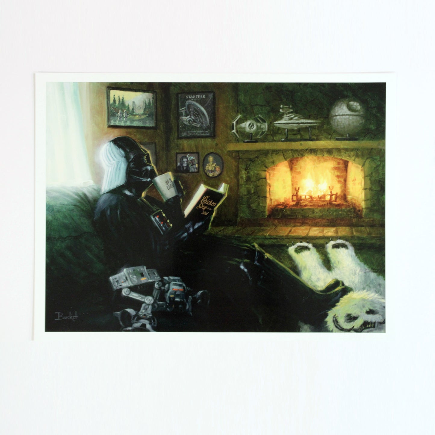 Darth Vader by the Fire "Evil Takes a Day Off" (Star Wars) Parody Art Print