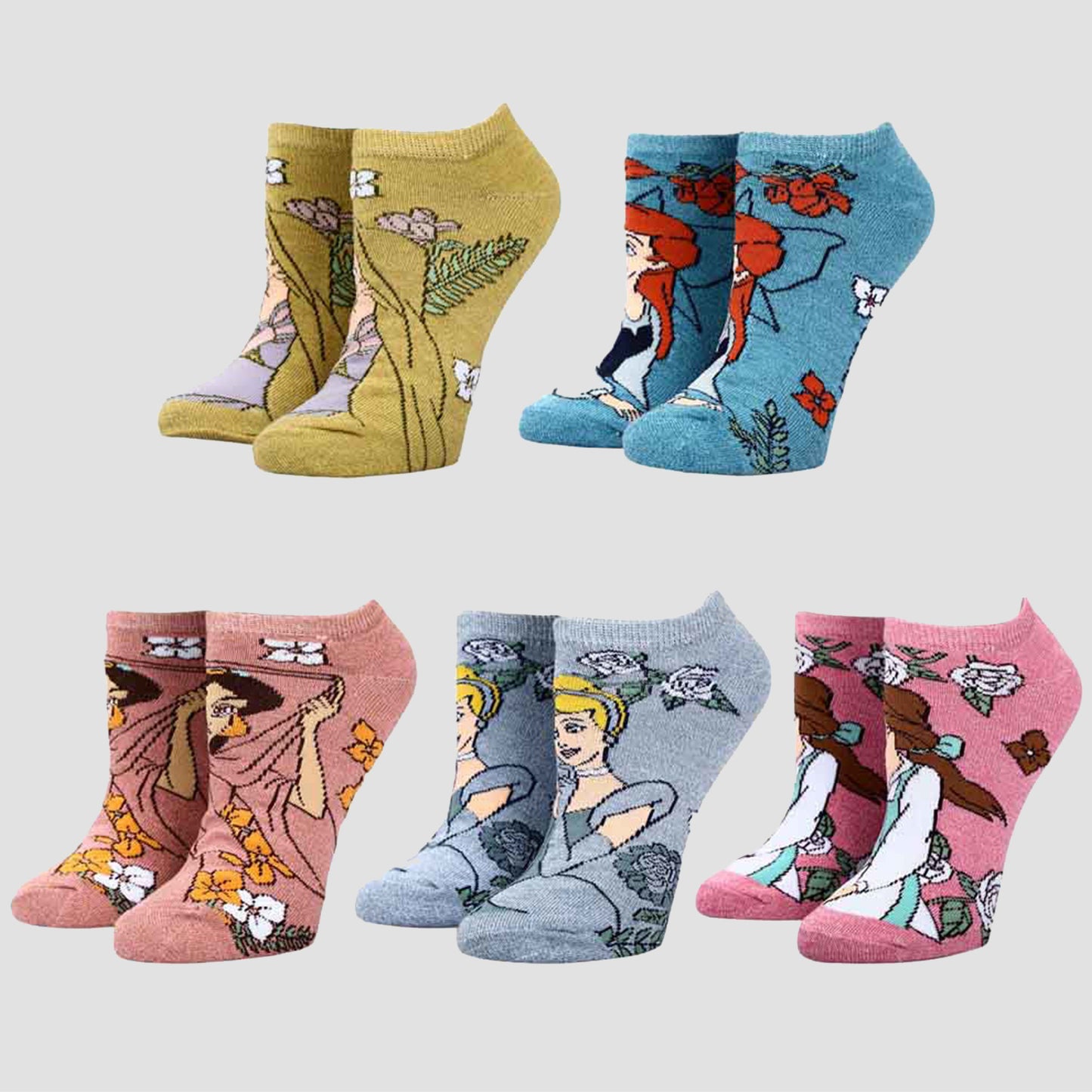 Floral Princesses (Disney) Character Ankle Socks Set