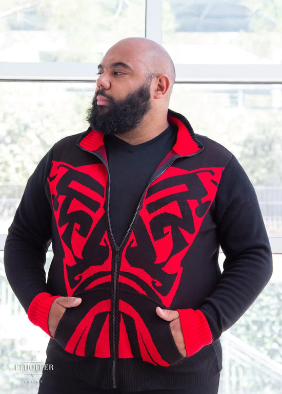 Load image into Gallery viewer, *Clearance* Galactic Shadow (Darth Maul) Star Wars Knit Jacket by Elhoffer Design
