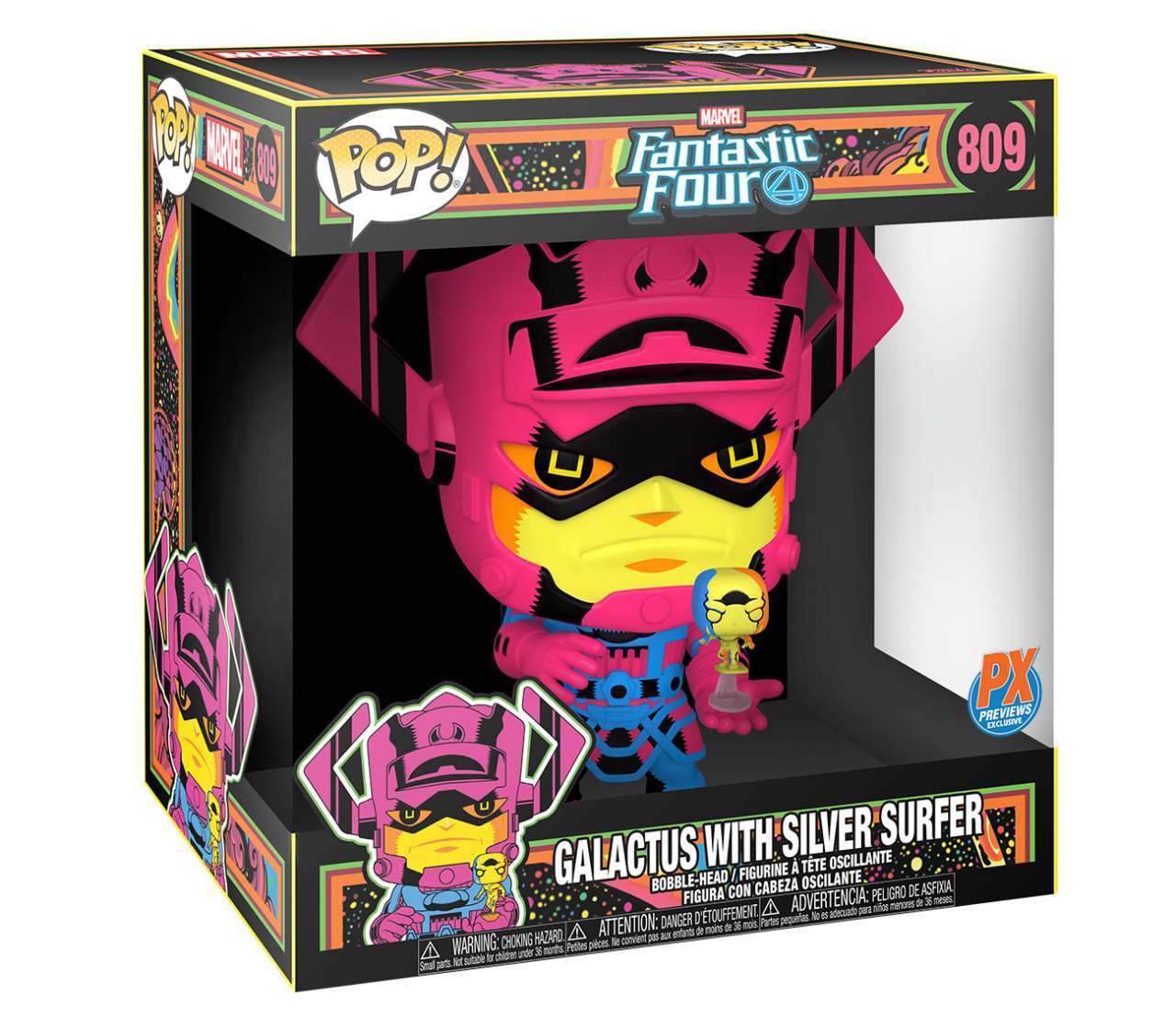 Load image into Gallery viewer, Galactus with Silver Surfer Blacklight Version (Marvel) 10&amp;quot; PX Exclusive Jumbo Funko Pop!
