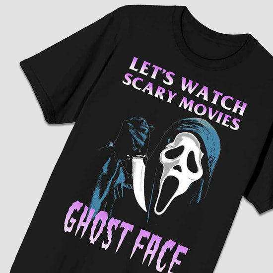 GhostFace (Scream) "Let's Watch Scary Movies" Unisex Black Shirt
