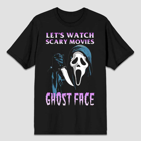 GhostFace (Scream) "Let's Watch Scary Movies" Unisex Black Shirt