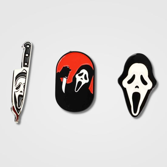 Load image into Gallery viewer, GhostFace (Scream) Enamel Pin Set
