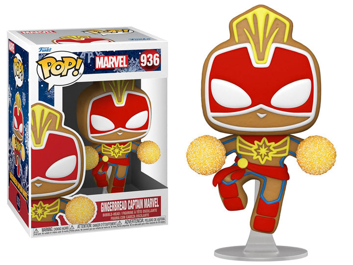 Load image into Gallery viewer, Gingerbread Captain Marvel Holiday Funko Pop!
