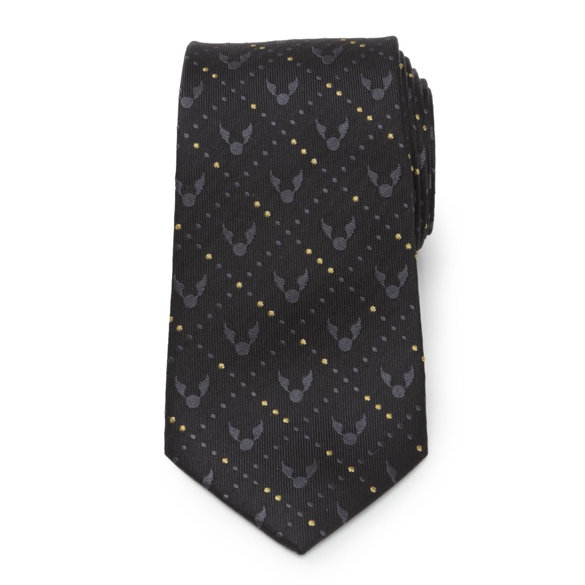 Golden Snitch (Harry Potter) Black and Gold Dot Fine Necktie