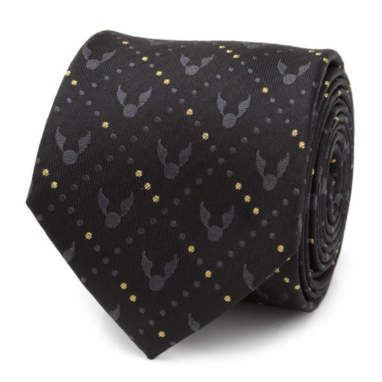 Golden Snitch (Harry Potter) Black and Gold Dot Fine Necktie