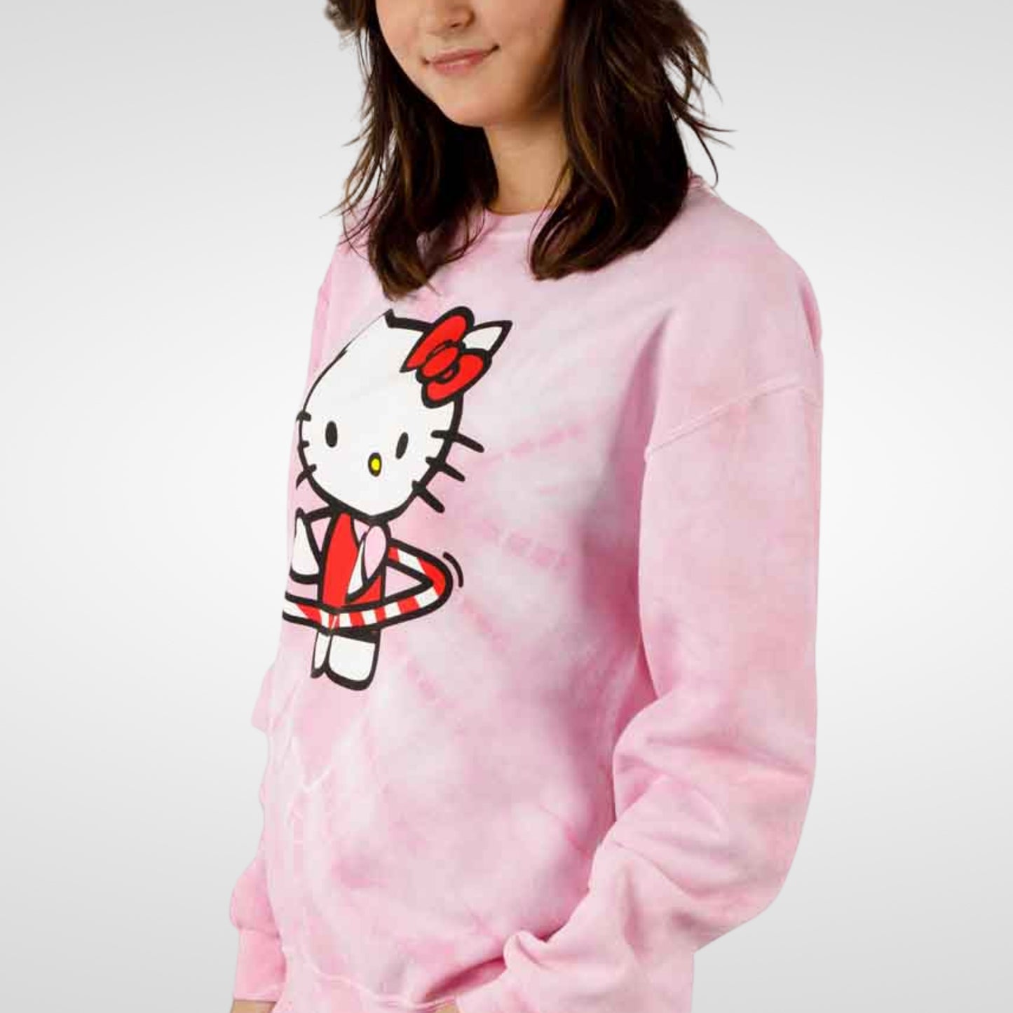 Load image into Gallery viewer, Hello Kitty Hula Hoop (Hello Kitty &amp;amp; Friends) Juniors Tie-Dye Pink Sweatshirt

