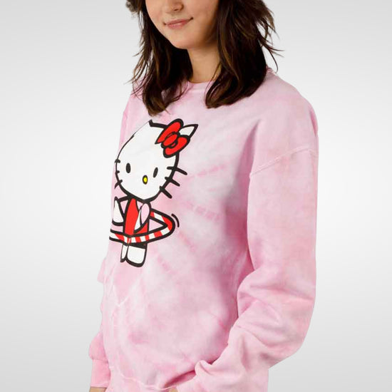 Hello Kitty Hula Hoop (Hello Kitty & Friends) Juniors Tie-Dye Pink Sweatshirt
