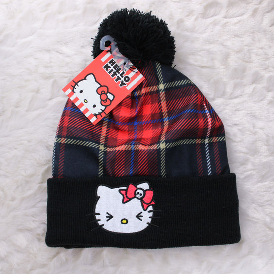 Hello Kitty Plaid Beanie Hat