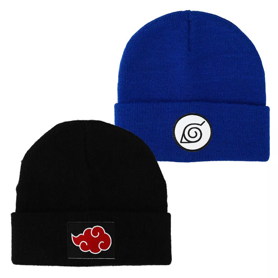 Naruto Shippuden Hidden Leaf Village & Akatsuki Clan Cuff Beanie Hat Set