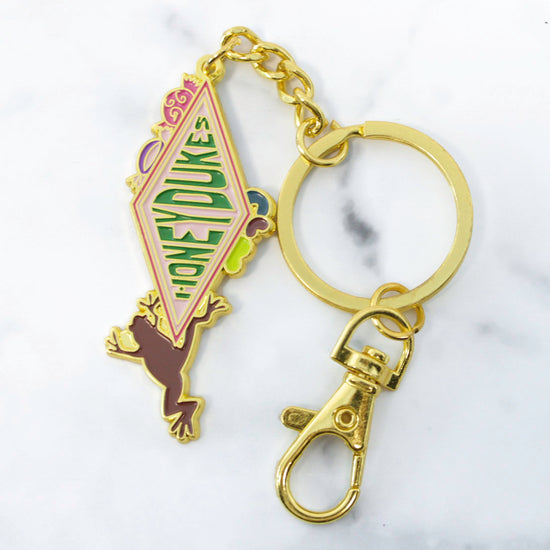 Load image into Gallery viewer, Honeydukes Sweet Shop Chocolate Frog (Harry Potter) Logo Keychain
