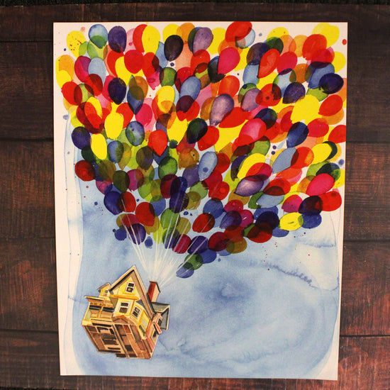 House with Balloons (Up) Disney Pixar Watercolor Art Print