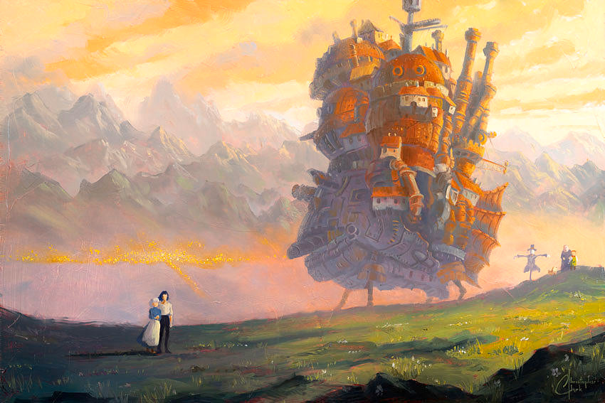 Load image into Gallery viewer, Howl&amp;#39;s Moving Castle Studio Ghibli Premium Art Print
