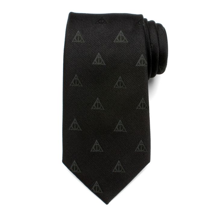 Deathly Hallows Symbols (Harry Potter) Black Fine Necktie