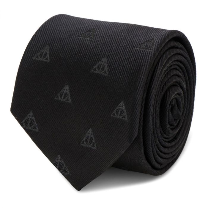 Deathly Hallows Symbols (Harry Potter) Black Fine Necktie