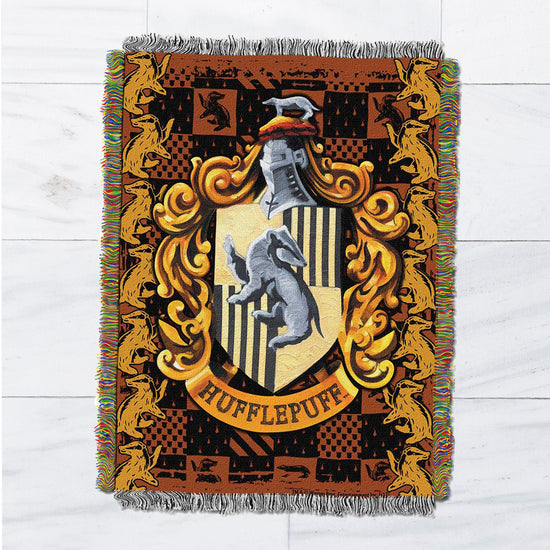 Hufflepuff Crest (Harry Potter) Woven Tapestry Throw Blanket
