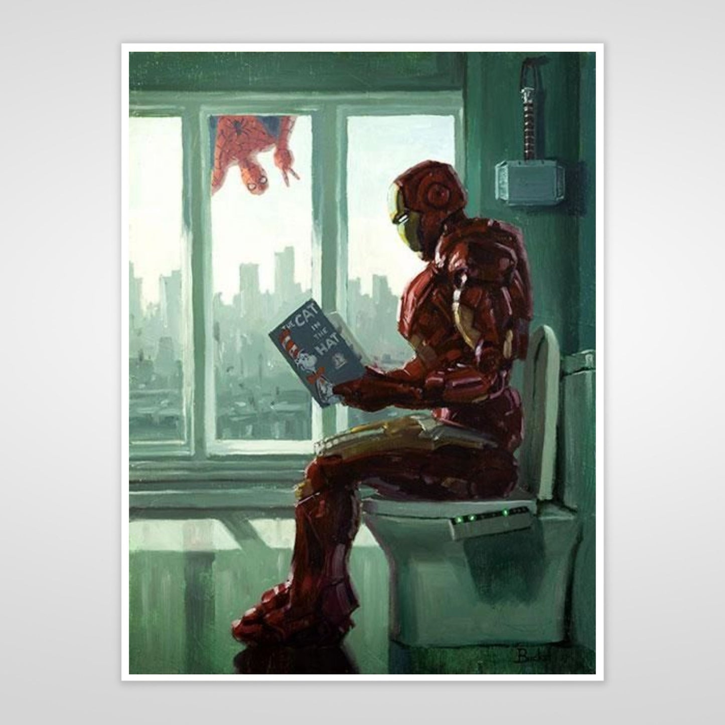 Iron Man "Iron Throne" (Marvel) Bathroom Parody Art Print